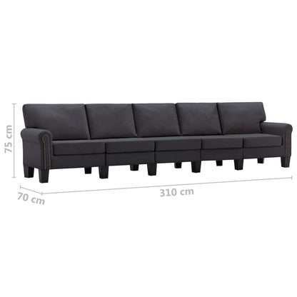 5-Seater Sofa Dark Grey Fabric