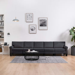 5-Seater Sofa Dark Grey Fabric