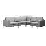 5 Piece Sofa Set Fabric Light Grey