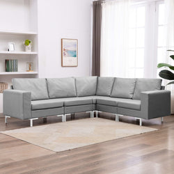 5 Piece Sofa Set Fabric Light Grey