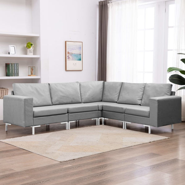  5 Piece Sofa Set Fabric Light Grey