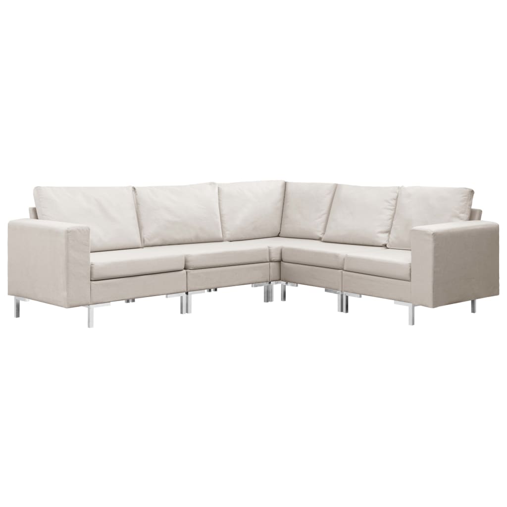 5 Piece Sofa Set Fabric Cream