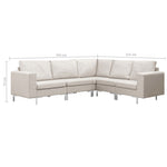 5 Piece Sofa Set Fabric Cream