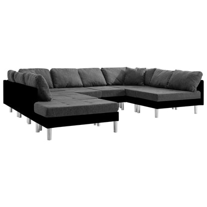 Sectional Sofa Faux Leather Black