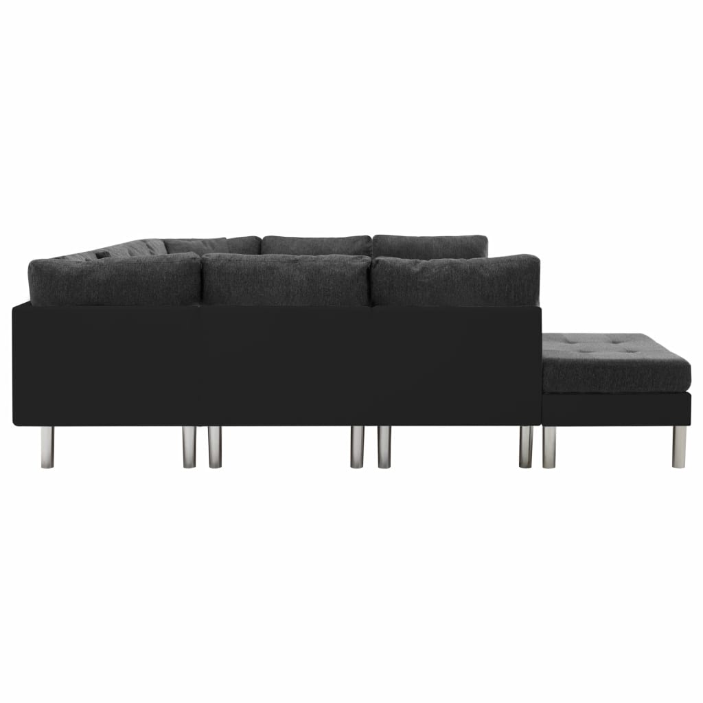Sectional Sofa Faux Leather Black