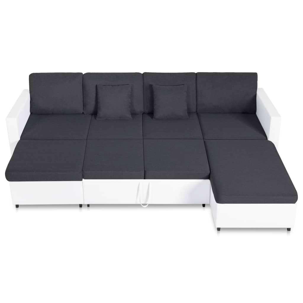 4-Seater Pull-out Sofa Bed Faux Leather White