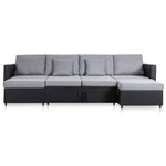 4-Seater Pull-out Sofa Bed Faux Leather Black