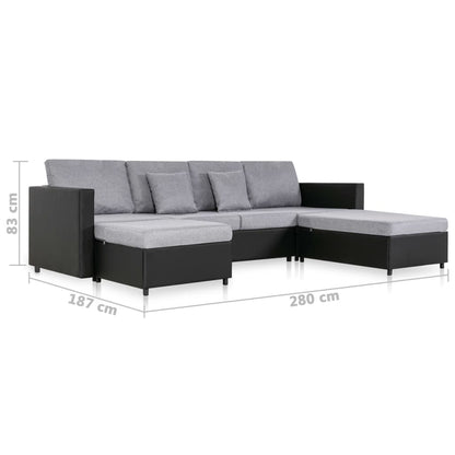 4-Seater Pull-out Sofa Bed Faux Leather Black
