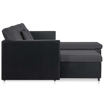 4-Seater Pull-out Sofa Bed Faux Leather Black