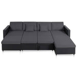 4-Seater Pull-out Sofa Bed Faux Leather Black