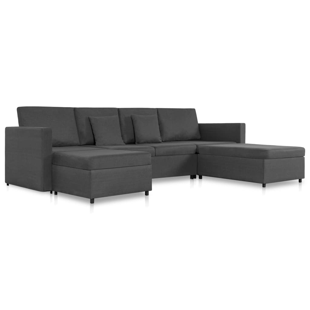 4-Seater Pull-out Sofa Bed Fabric Dark Grey
