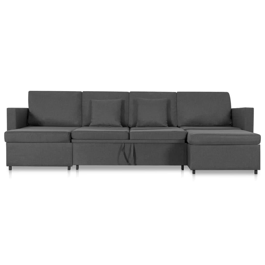 4-Seater Pull-out Sofa Bed Fabric Dark Grey