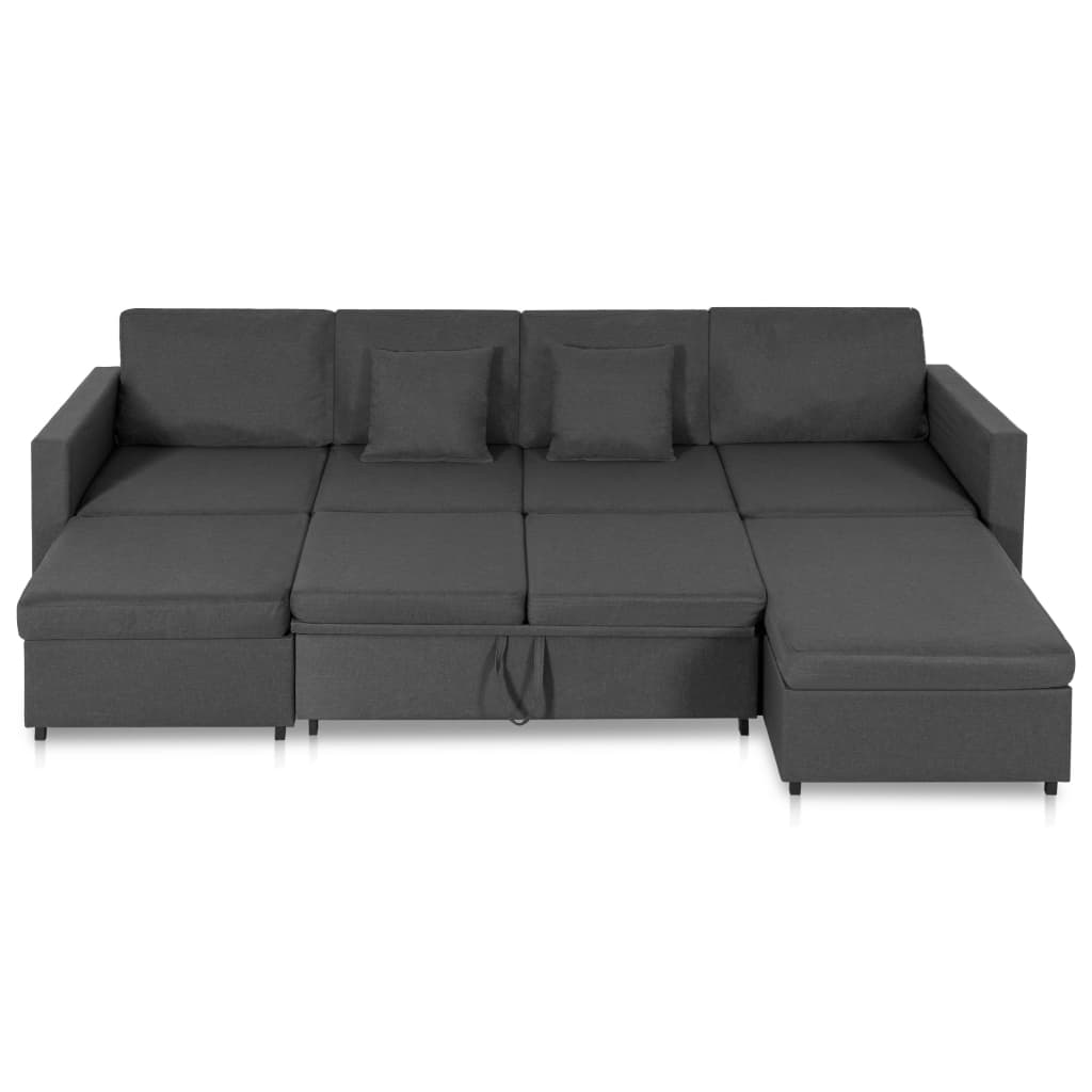 4-Seater Pull-out Sofa Bed Fabric Dark Grey