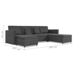 4-Seater Pull-out Sofa Bed Fabric Dark Grey