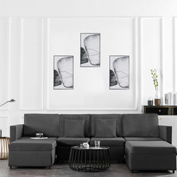 4-Seater Pull-out Sofa Bed Fabric Dark Grey