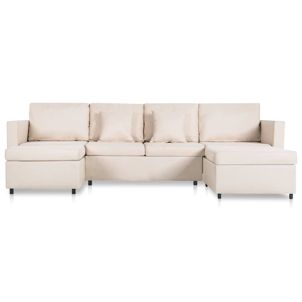 4-Seater Pull-out Sofa Bed Fabric Cream