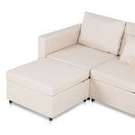 4-Seater Pull-out Sofa Bed Fabric Cream