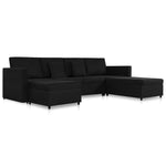 4-Seater Pull-out Sofa Bed Fabric Black