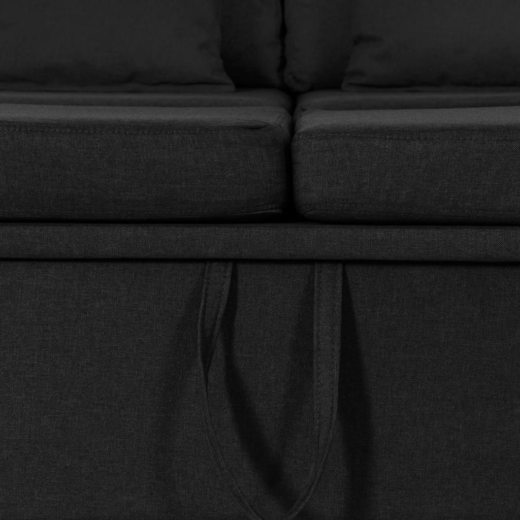 4-Seater Pull-out Sofa Bed Fabric Black