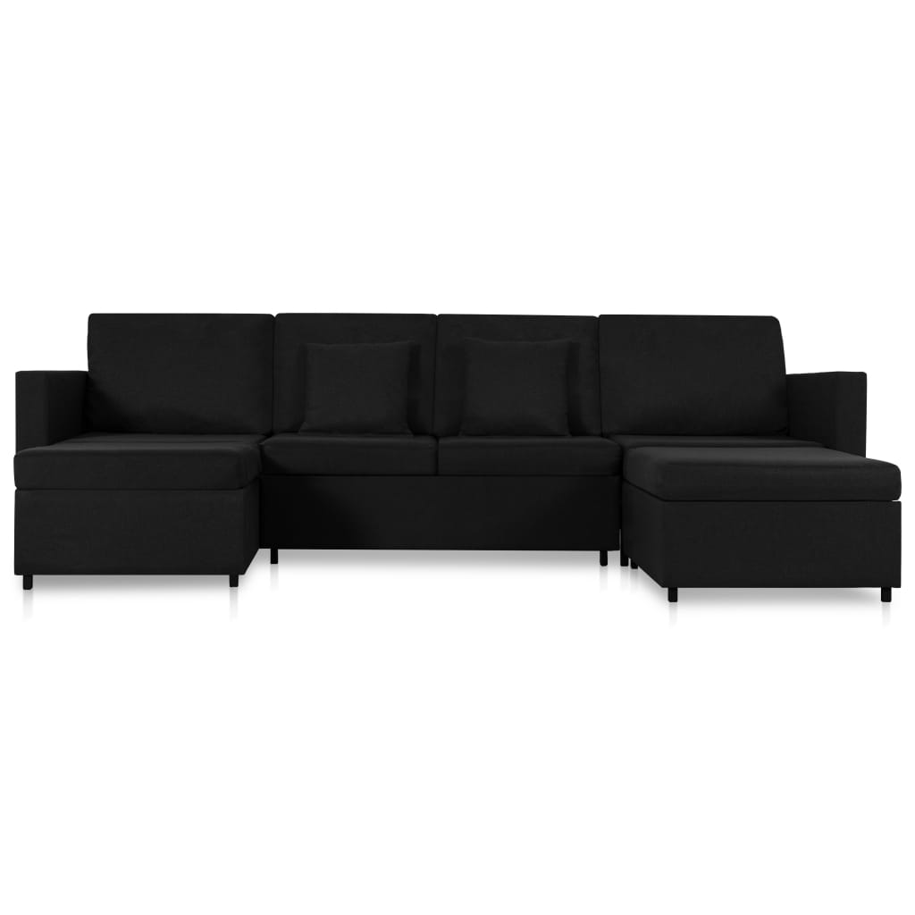 4-Seater Pull-out Sofa Bed Fabric Black