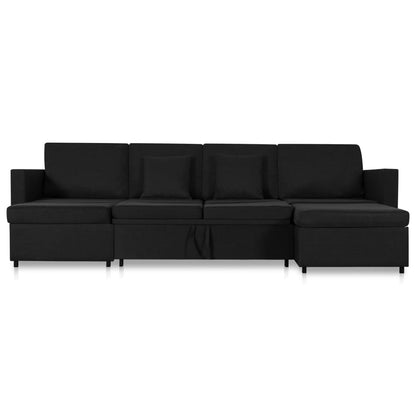 4-Seater Pull-out Sofa Bed Fabric Black