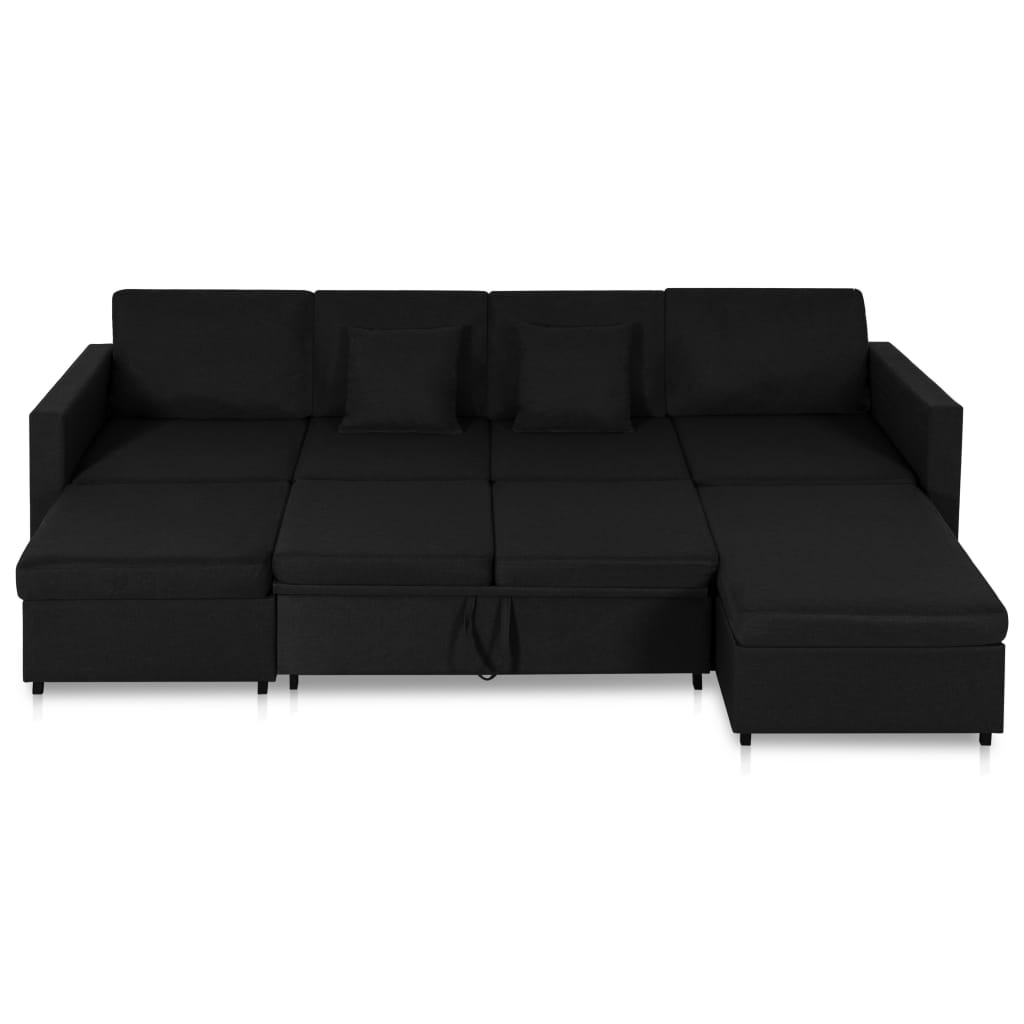 4-Seater Pull-out Sofa Bed Fabric Black