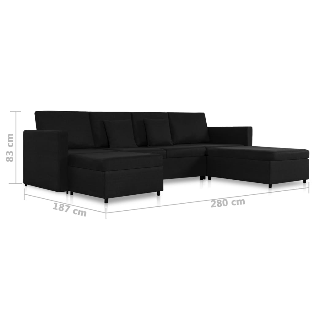 4-Seater Pull-out Sofa Bed Fabric Black