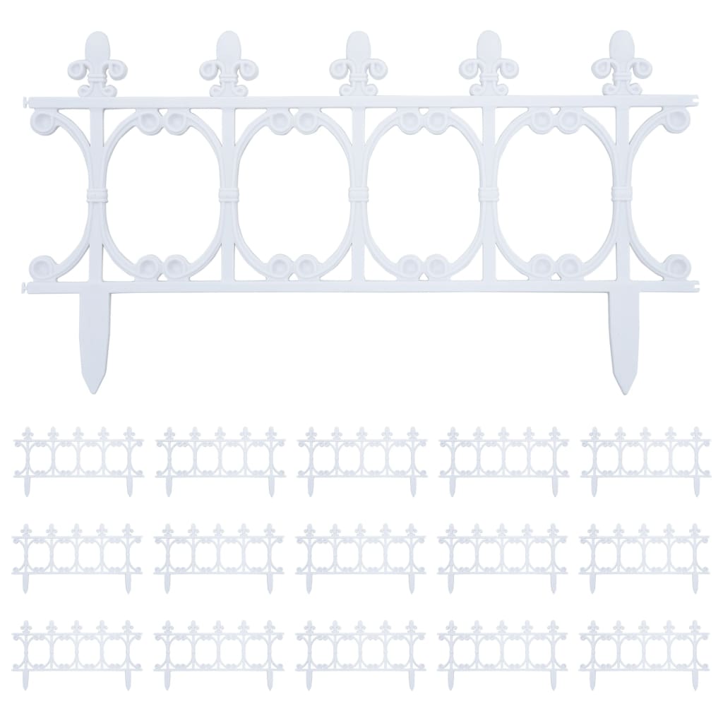 Lawn Edgings 16 pcs White 10 m PP