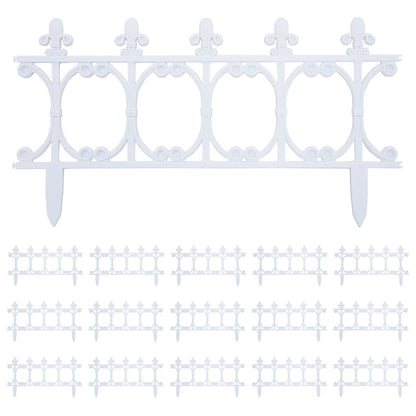 Lawn Edgings 16 pcs White 10 m PP