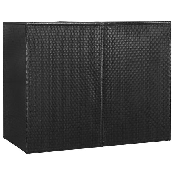  Double Wheelie Bin Shed Black Poly Rattan