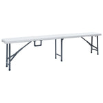 Folding Garden Benches 2 pcs 180 cm HDPE White