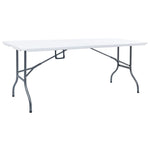Folding Garden Table with 2 Benches 180 cm Steel and HDPE White