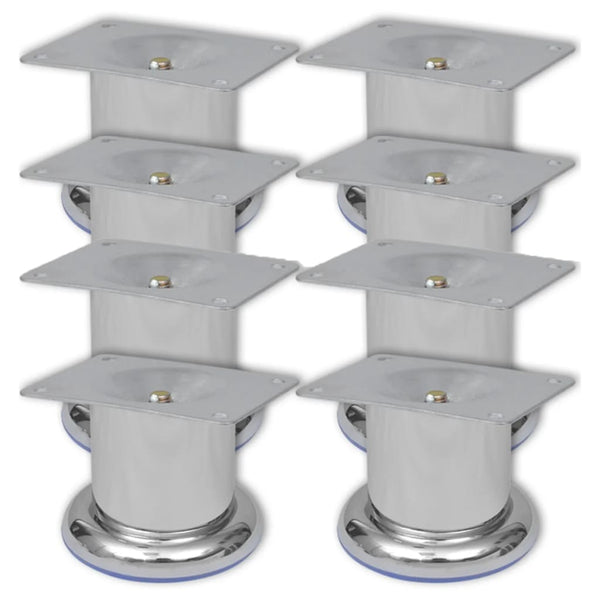  Round Sofa Legs 8 pcs Chrome 60 mm
