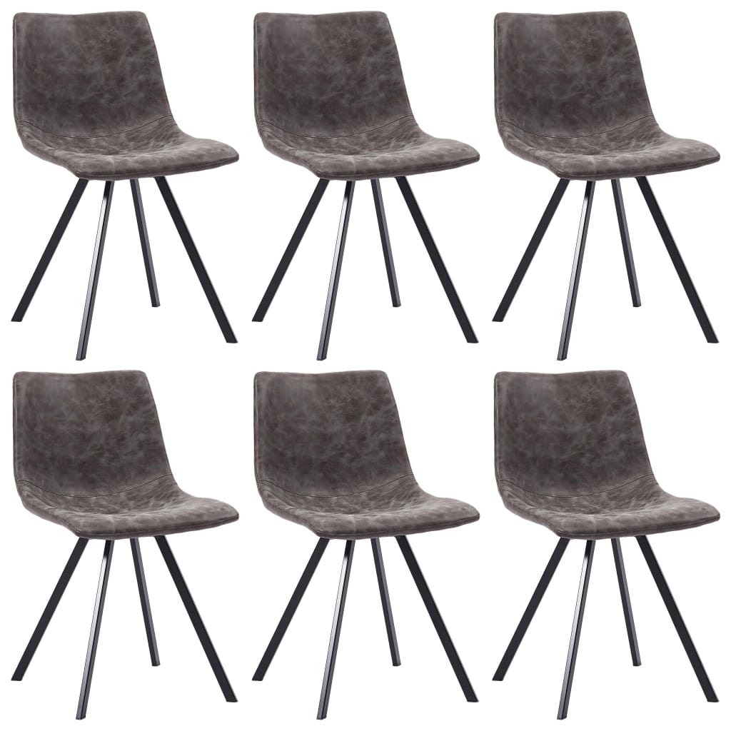Dining Chairs 6 pcs Brown Faux Leather