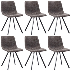 Dining Chairs 6 pcs Brown Faux Leather