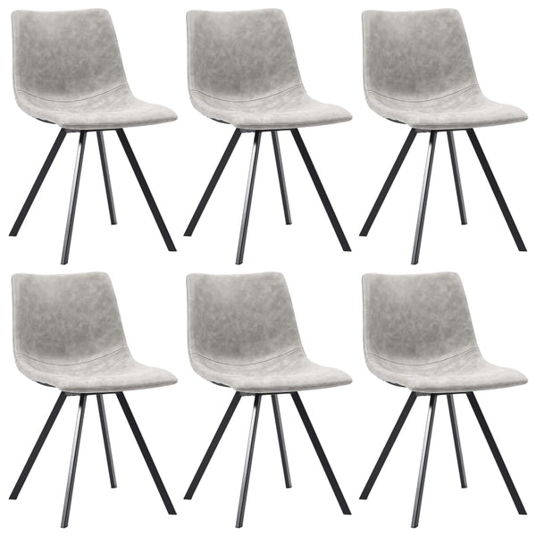  Dining Chairs 6 pcs Light Grey faux Leather
