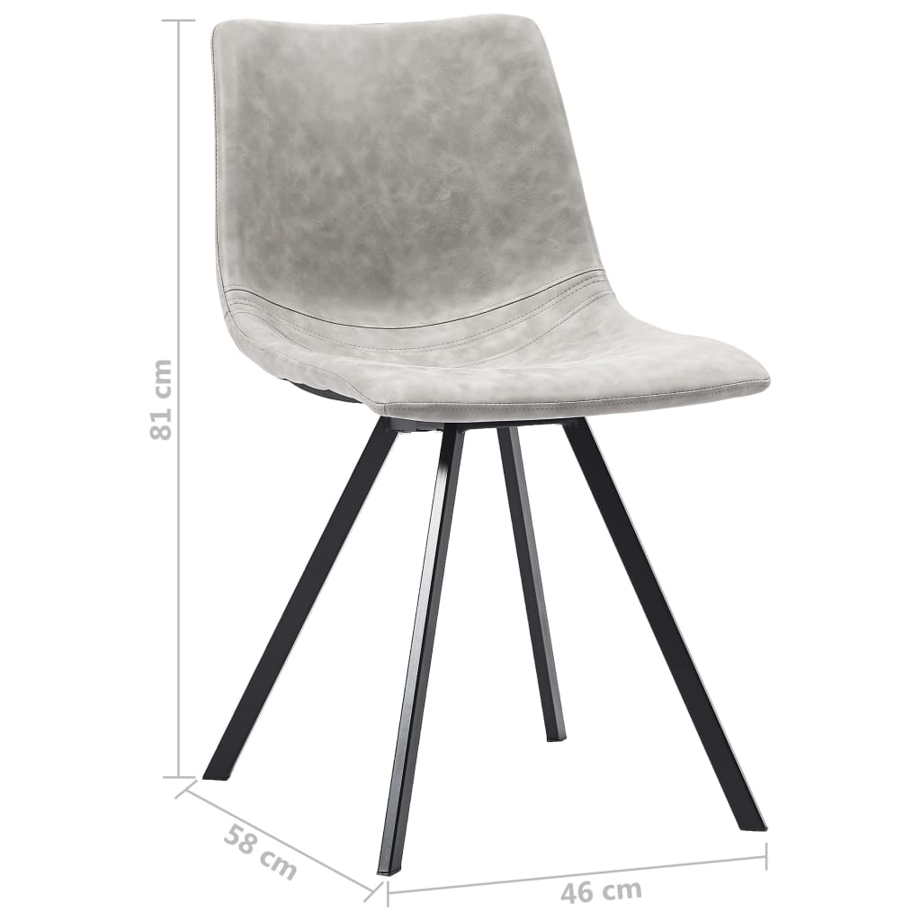 Dining Chairs 6 pcs Light Grey Faux Leather