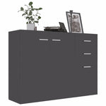 Sideboard High Gloss Grey 105x30x75 cm Chipboard