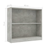Bookshelf Concrete Grey 80x24x75 cm Chipboard