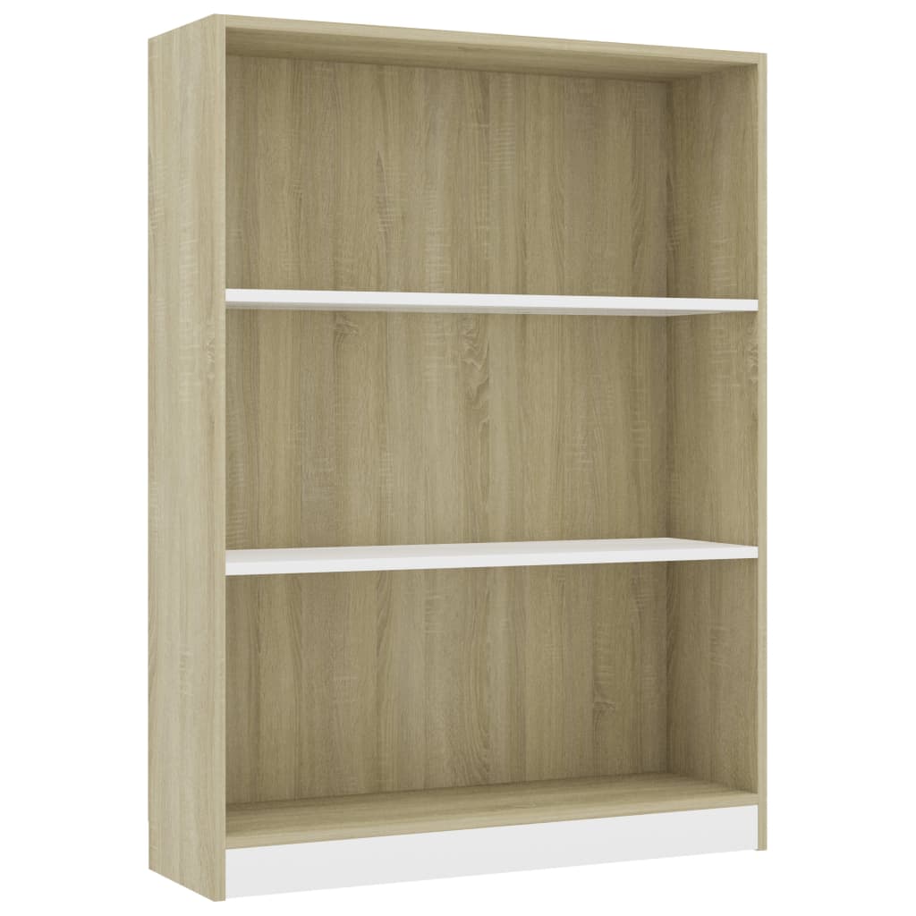 Bookshelf White and Sonoma Oak 80x24x108 cm Chipboard