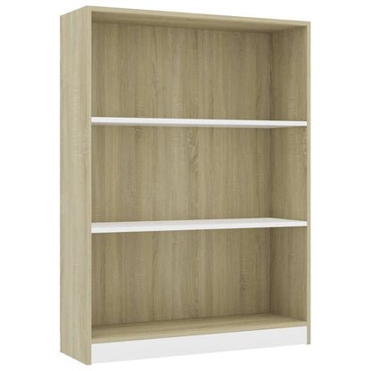 Bookshelf White and Sonoma Oak 80x24x108 cm Chipboard
