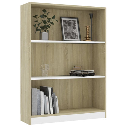 Bookshelf White and Sonoma Oak 80x24x108 cm Chipboard