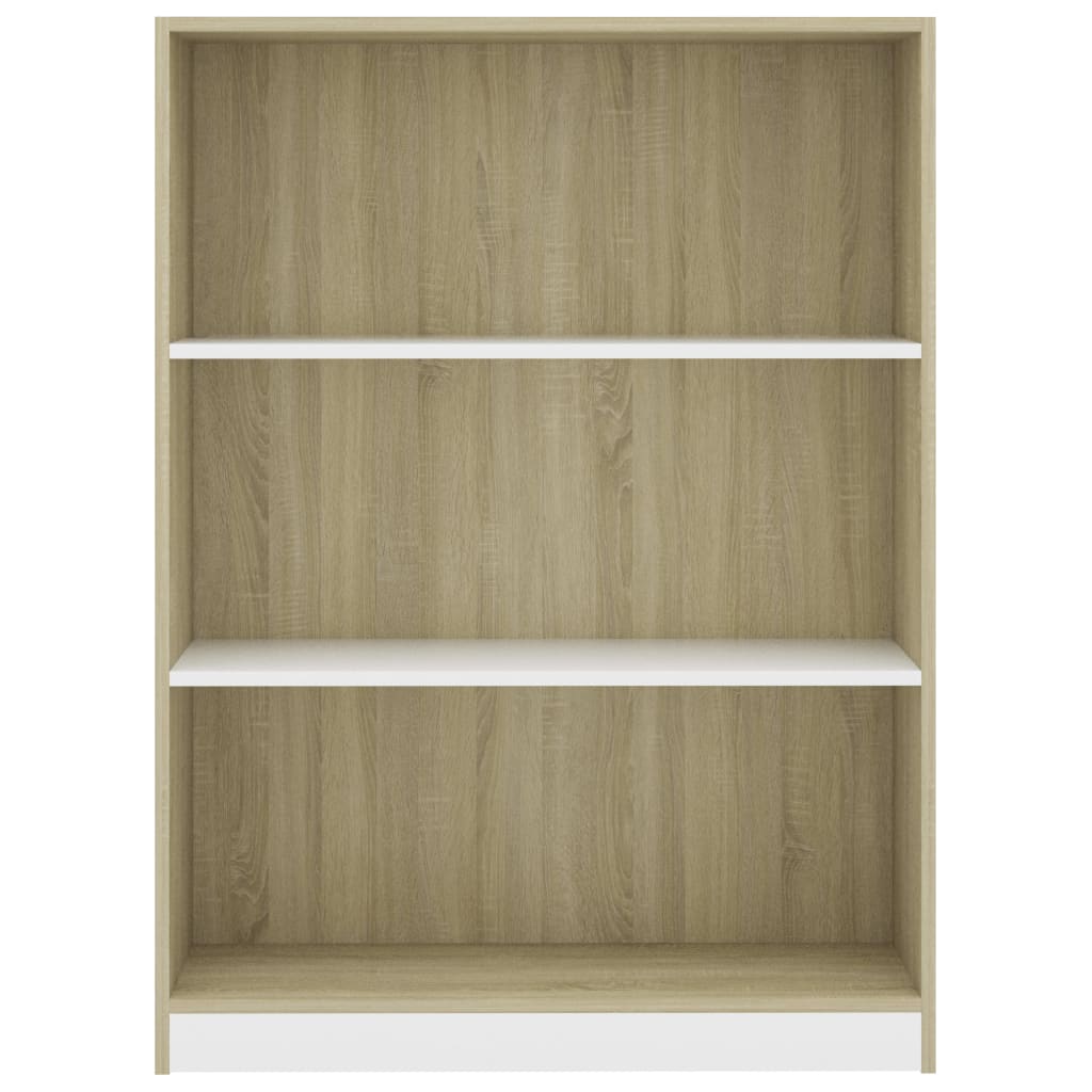 Bookshelf White and Sonoma Oak 80x24x108 cm Chipboard
