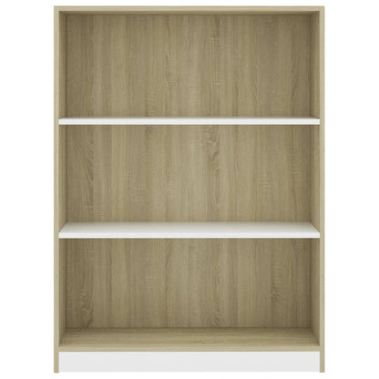 Bookshelf White and Sonoma Oak 80x24x108 cm Chipboard