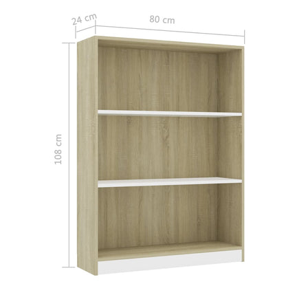 Bookshelf White and Sonoma Oak 80x24x108 cm Chipboard