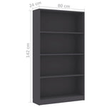 4-Tier Book Cabinet Grey, Chipboard