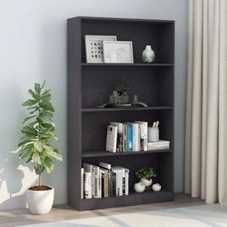 4-Tier Book Cabinet Grey 80x24x142 cm Chipboard