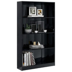 4-Tier Book Cabinet High Gloss Black, Chipboard