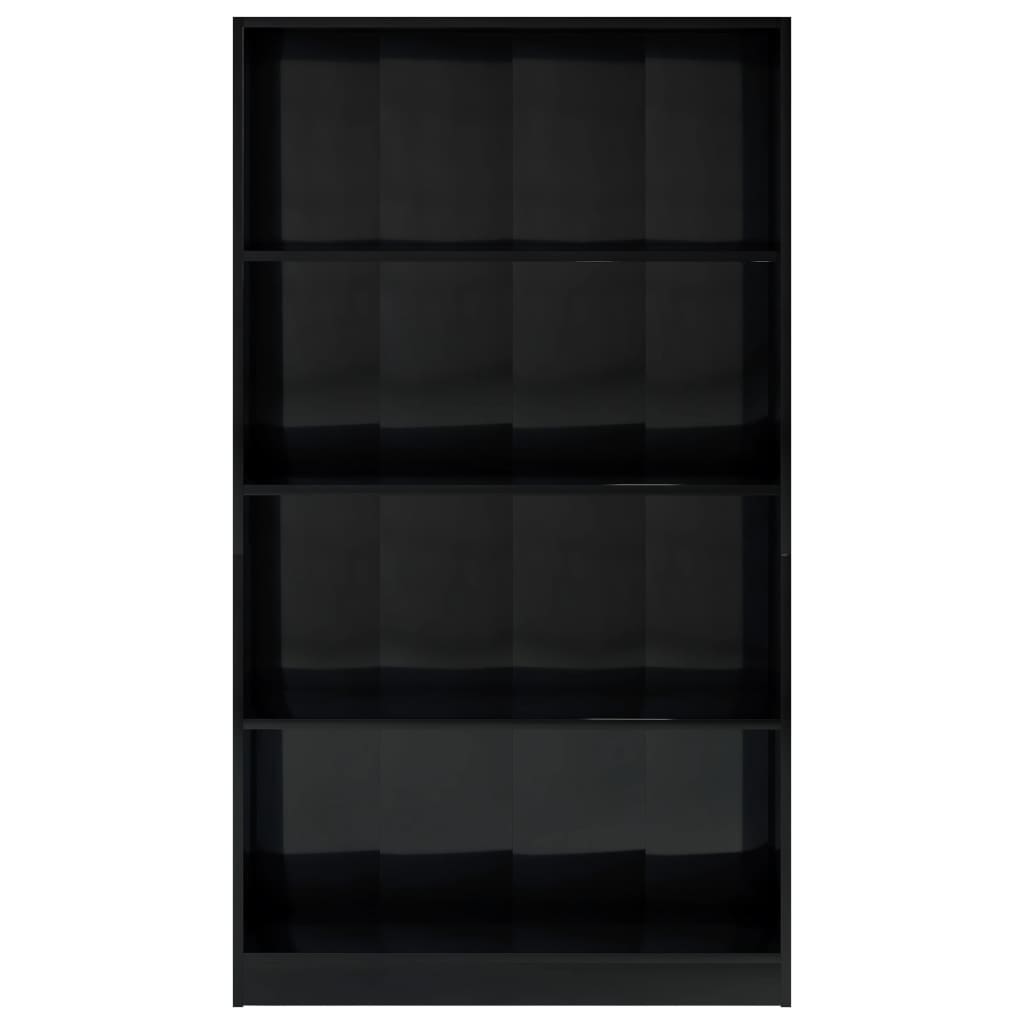 4-Tier Book Cabinet High Gloss Black 80x24x142 cm Chipboard