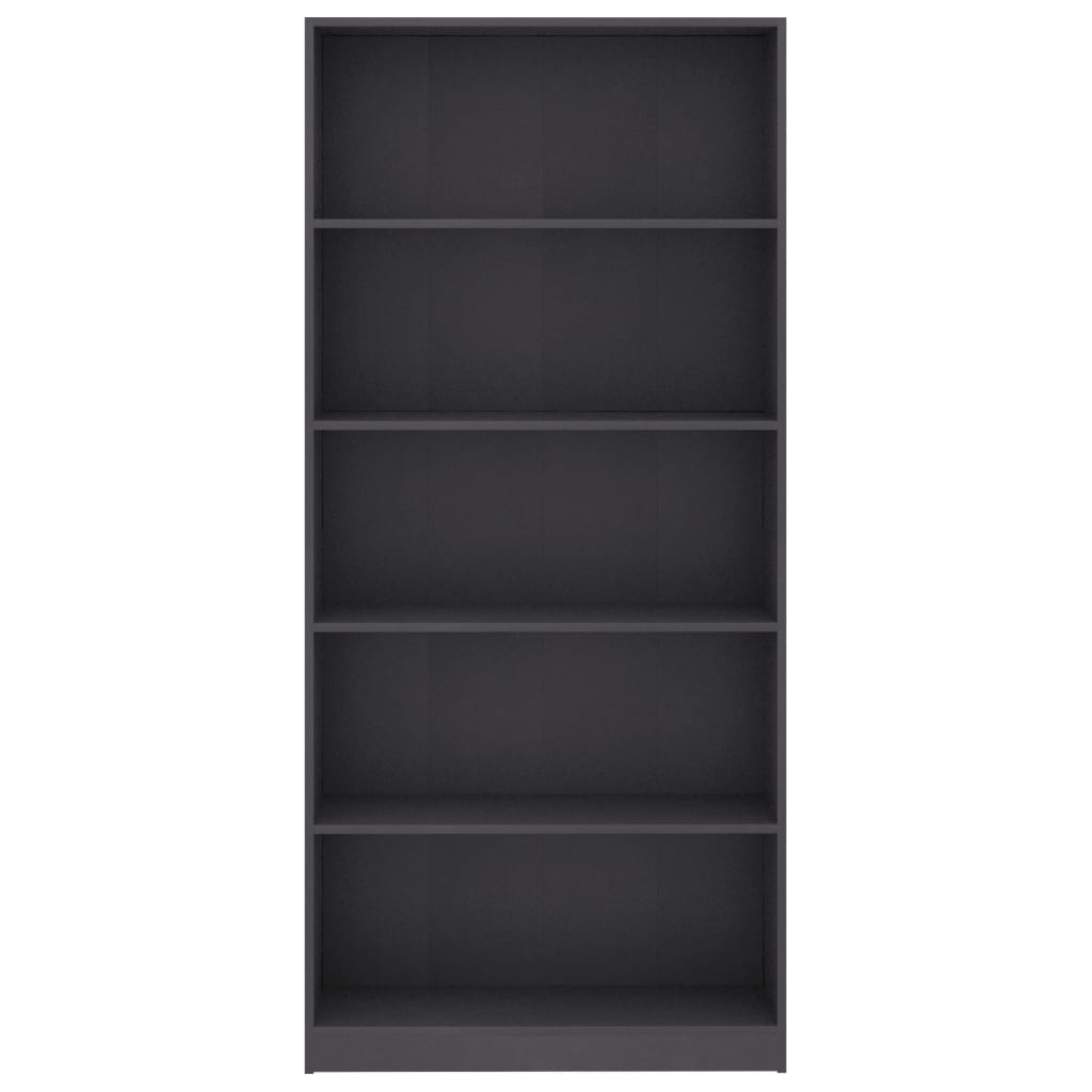5-Tier Book Cabinet Grey 80x24x175 cm Chipboard